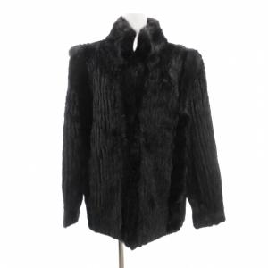 銀サガ ファーコート 毛皮 ミンク ハーフ丈 スタンドカラー 8 黒 ブラック /JS GY18