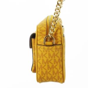 MICHAEL KORS ショルダーバッグ PVC レザー 革 MK柄 モノグラム チェーンベルト 黄 イエロー からし マスタード