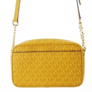 MICHAEL KORS ショルダーバッグ PVC レザー 革 MK柄 モノグラム チェーンベルト 黄 イエロー からし マスタード