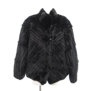 銀サガ ファーコート ブルゾン 毛皮 ミンク ストライプ 黒 ブラック /JS GY18