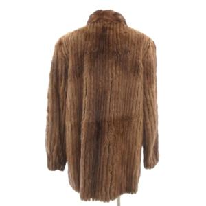 SAGA MINK FUR CANADIA 銀サガ ファーコート 毛皮 ミンク ストライプ ミドル丈 9 茶 ブラウン /JS