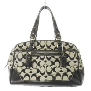 ハンドバッグ キャンバス レザー 革 シグネチャー 黒 ブラック 6828 /CK9 GY18