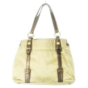 COACH ハンドバッグ キャンバス レザー 革 ジャカード シグネチャー ロゴ ベージュ 15402 /CK14