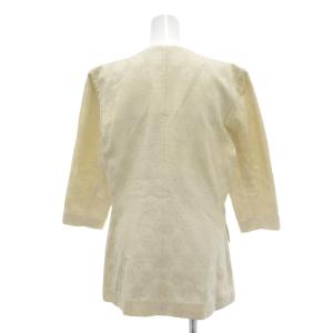 YVES SAINT LAURENT ヴィンテージ セットアップ ジャケット タイトスカート 五分袖 花柄 ひざ丈 S M 白 ホワイト GY11