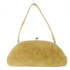 ハンドバッグ がま口 スエード オーブロゴ ベージュ