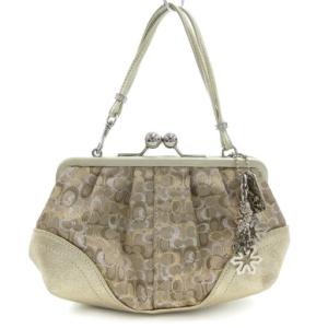 ハンドバッグ ポーチ がま口 ジャガード ベージュ 3597 /JS GY42