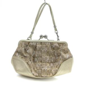 COACH ハンドバッグ ポーチ がま口 ジャガード ベージュ 3597 /JS GY42