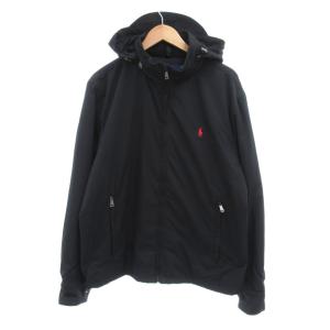 マウンテンパーカー ナイロン ジャケット ブルゾン ジップアップ ポニー刺繍 L 黒 ブラック /JS