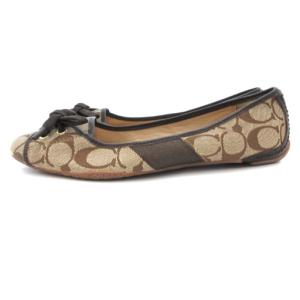 COACH バレエシューズ パンプス シグネチャー キャンバス 8M 茶 ブラウン /JS GY42