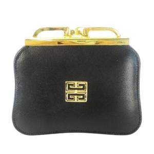 コインケース 小銭入れ がま口 レザー 革 ロゴ ゴールド金具 黒 ブラック /CK28 GY18