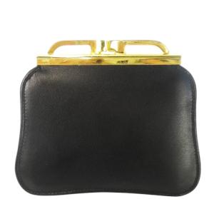 GIVENCHY コインケース 小銭入れ がま口 レザー 革 ロゴ ゴールド金具 黒 ブラック /CK28 GY18