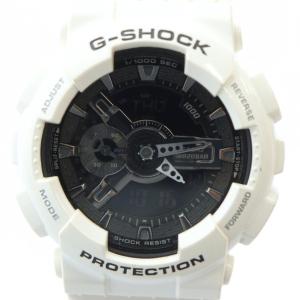 GA-110GW 腕時計 ウォッチ クォーツ 黒文字盤 アナデジ ロゴ 白 ホワイト GY11 /MQ