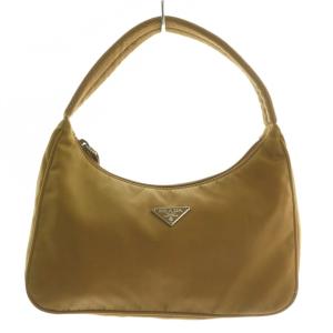 ワンショルダーバッグ ナイロン 三角ロゴプレート ブラウン