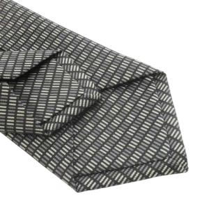 BVLGARI セブンフォールドタイ ネクタイ ナロー シルク 絹 ボーダー モザイク 総柄 グレー /CK24 GY18