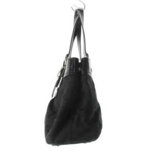 COACH トートバッグ キャンバス レザー 革 エナメル シグネチャー ロゴ型押し 黒 ブラック F13742 /CK15