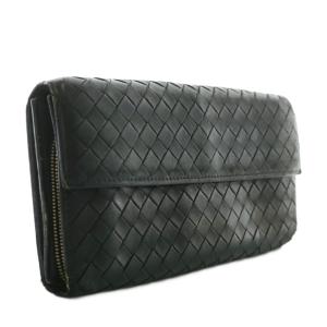 BOTTEGA VENETA 長財布 二つ折り レザー イントレチャート 黒 ブラック /XZ OH GY11