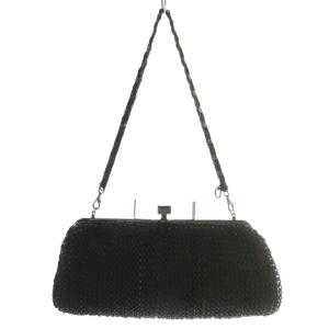 ワイヤーバッグ クラッチバッグ ワンショルダー 2WAY がま口 リボン 黒 ブラック /XZ GY11