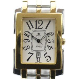 CM525-1A 腕時計 ウォッチ クォーツ 白文字盤 スクエア カレンダー付き ゴールド色 シルバー色