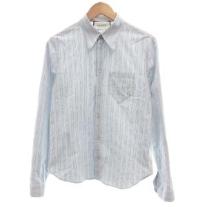 シャツ ストライプ ロングカラー 長袖 44 ライトブルー /JS GY17