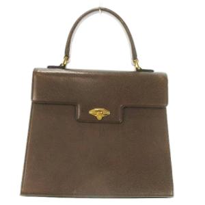 ハンドバッグ レザー 革 ロック ゴールド金具 茶 ブラウン /AO3 GY11