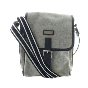 ショルダーバッグ 斜めがけ キャンバス レザー ロゴ グレー GY18 /MQ