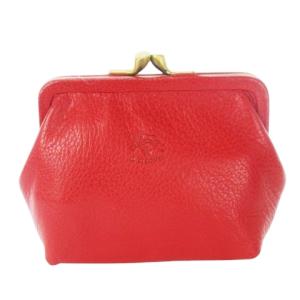 コインケース 小銭入れ がま口 レザー 革 シボ革 ロゴ型押し 赤 レッド /CK29 GY18