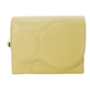 二つ折り財布 ウォレット 小銭入れあり レザー 革 ロゴ型押し ドット エンボス ベージュ /CK22