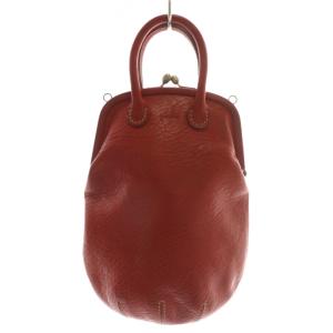 ハンドバッグ ショルダー 2WAY レザー がま口 ロゴ 赤 レッド /XZ GY18