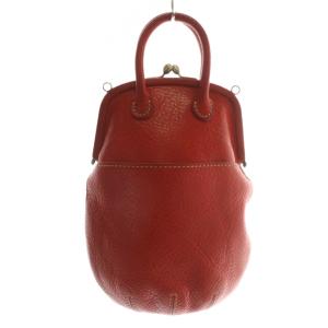 genten ハンドバッグ ショルダー 2WAY レザー がま口 ロゴ 赤 レッド /XZ GY18