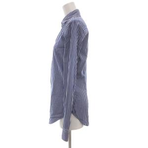 RALPH LAUREN ストライプシャツ ブラウス 長袖 ロゴ ポニー刺繍 2 青 ブルー 白 ホワイト /GV GY18