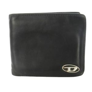 二つ折り財布 ウォレット 小銭入れあり レザー 革 Dロゴ 黒 ブラック /CK23 GY18