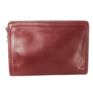 Sac GIVENCHY ヴィンテージ セカンドバッグ クラッチバッグ レザー 革 ロゴ型押し 赤 レッド