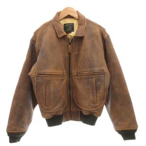 TYPE G-2 レザー中綿ジャケット ブルゾン ジップアップ 裏地総柄 羊革 シープスキン XS 茶