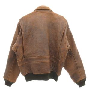 AVIREX TYPE G-2 レザー中綿ジャケット ブルゾン ジップアップ 裏地総柄 羊革 シープスキン XS 茶