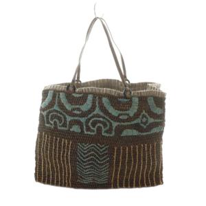 かごバッグ トートバッグ 茶 ブラウン 刺繍 ロゴ 総柄 /MQ GY11