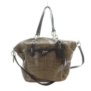 ハンド ショルダーバッグ ロゴ レザー ミニボストン 茶 ブラウン GY18 /MQ