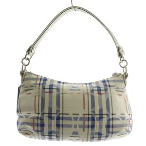 COACH ハンドバッグ ショルダー 2WAY キャンバス レザー チェック柄 シグネチャー 総柄 白 ホワイト 青