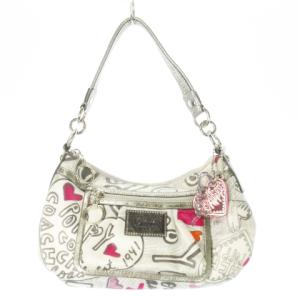 POPPY ハンドバッグ ミニ 2way ショルダーバッグ ナイロン レザー 革 メタリック ハク ロゴ