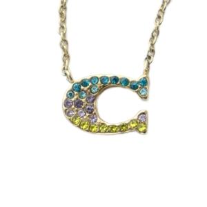 ネックレス ペンダント アクセサリー Cロゴ ラインストーン グラデーション ゴールドカラー 金色 GY18