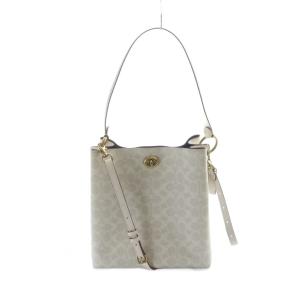 ハンド ショルダーバッグ 2WAY PVC レザー ロゴ シグネチャー 白 ホワイト 89003 GY18