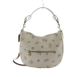 COACH トートバッグ ショルダーバッグ 2WAY ロゴ PVC レザー 総柄 花柄 白 ホワイト 72492 GY18