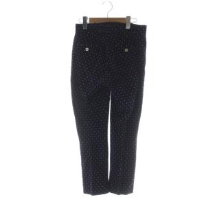 GUCCI パンツ スラックス ジップフライ ロゴ 総柄 ハート 36 S 紺 ネイビー 497763 Z329F