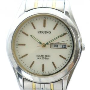 REGUNO レグノ 腕時計 ソーラー ウォッチ シルバーカラー 銀色 デイデイト カレンダー付き E101-K005299
