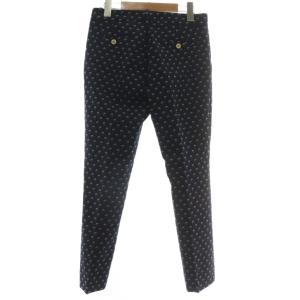 GUCCI テーパード スラックス パンツ コットン ウール混 フラワー 小花柄 総柄 ジップフライ 36 S 紺