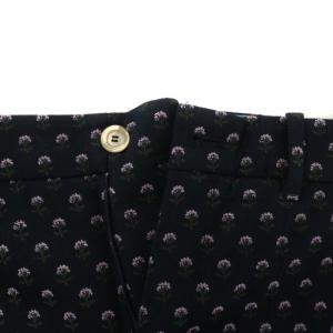 GUCCI テーパード スラックス パンツ コットン ウール混 フラワー 小花柄 総柄 ジップフライ 36 S 紺