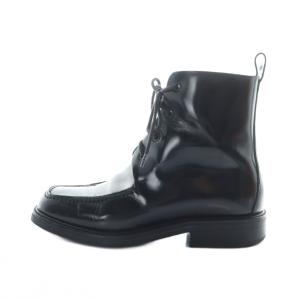 ショートブーツ スクエアトゥ ロゴ レザー 36 23cm 黒 ブラック GY18 /MQ OH