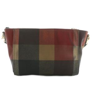 BLUE LABEL CRESTBRIDGE ショルダーバッグ レザー チェック柄 総柄 ロゴ 紺 ネイビー 赤 レッド /XZ GY18