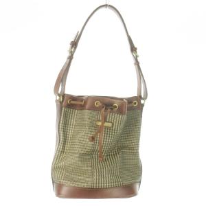 ショルダーバッグ ワンショルダー 肩掛け PVC レザー 革 千鳥柄 チェック ロゴプレート 茶 ブラウン