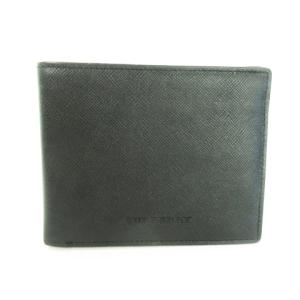 二つ折り財布 レザー 型押し ブラック