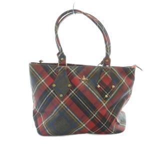 トートバッグ チェック柄 レッド